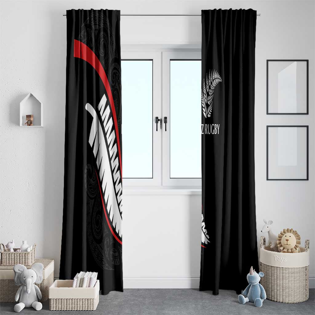 New Zealand Rugby Window Curtain Sporty Silver Fern Shape with Maori Tattoos LT03 - Polynesian Pride