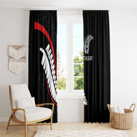 New Zealand Rugby Window Curtain Sporty Silver Fern Shape with Maori Tattoos LT03 - Polynesian Pride