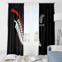 New Zealand Rugby Window Curtain Sporty Silver Fern Shape with Maori Tattoos LT03 - Polynesian Pride