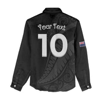 New Zealand Rugby Custom Women Casual Shirt Sporty Silver Fern Shape with Maori Tattoos - Polynesian Pride