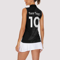 New Zealand Rugby Custom Women Sleeveless Polo Shirt Sporty Silver Fern Shape with Maori Tattoos LT03 - Polynesian Pride