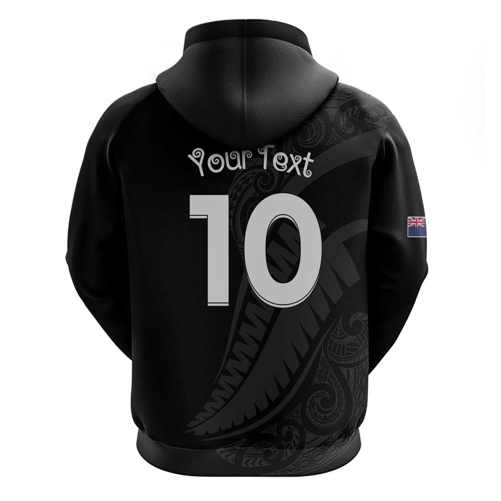 New Zealand Rugby Custom Zip Hoodie Sporty Silver Fern Shape with Maori Tattoos LT03 - Polynesian Pride