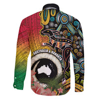 Vanuatu and Australia Together Family Matching Off Shoulder Maxi Dress and Hawaiian Shirt Kangaroo with Pig Tusk Indigenous Pattern LT03 - Polynesian Pride