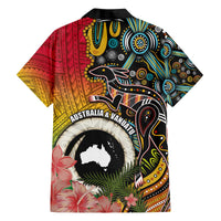 Vanuatu and Australia Together Family Matching Off Shoulder Short Dress and Hawaiian Shirt Kangaroo with Pig Tusk Indigenous Pattern LT03 - Polynesian Pride