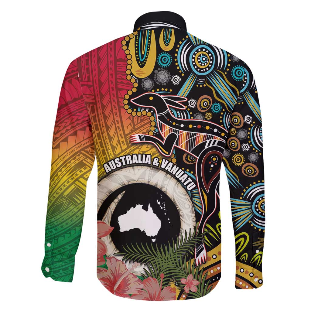 Vanuatu and Australia Together Family Matching Summer Maxi Dress and Hawaiian Shirt Kangaroo with Pig Tusk Indigenous Pattern LT03 - Polynesian Pride