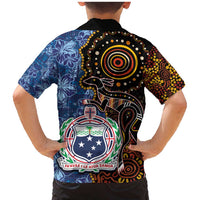 Samoa and Australia Together Family Matching Mermaid Dress and Hawaiian Shirt Kangaroo and Tribal Hibiscus Aboriginal Pattern LT03 - Polynesian Pride