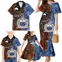 Samoa and Australia Together Family Matching Mermaid Dress and Hawaiian Shirt Kangaroo and Tribal Hibiscus Aboriginal Pattern LT03 - Polynesian Pride