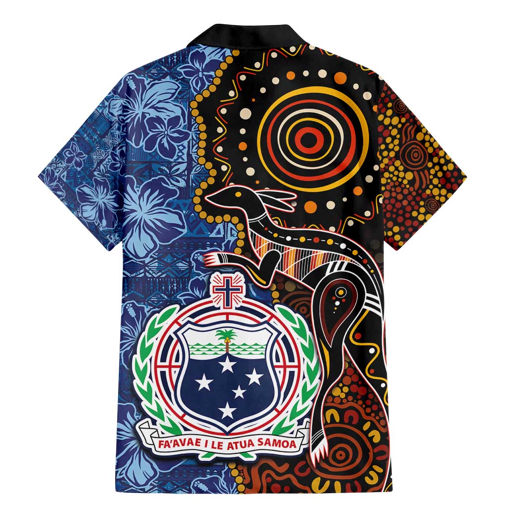 Samoa and Australia Together Family Matching Mermaid Dress and Hawaiian Shirt Kangaroo and Tribal Hibiscus Aboriginal Pattern LT03 - Polynesian Pride