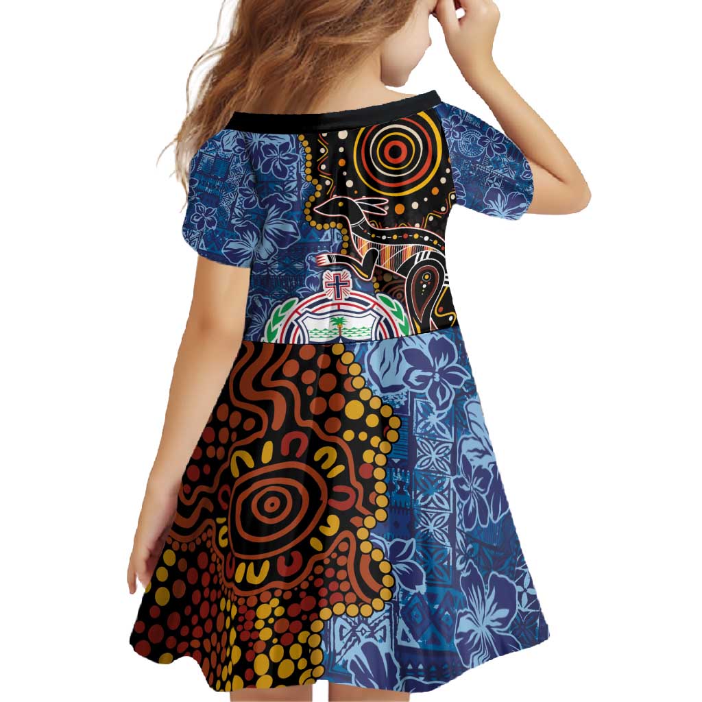 Samoa and Australia Together Family Matching Off Shoulder Maxi Dress and Hawaiian Shirt Kangaroo and Tribal Hibiscus Aboriginal Pattern LT03 - Polynesian Pride