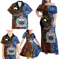 Samoa and Australia Together Family Matching Off Shoulder Maxi Dress and Hawaiian Shirt Kangaroo and Tribal Hibiscus Aboriginal Pattern LT03 - Polynesian Pride