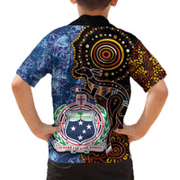 Samoa and Australia Together Family Matching Puletasi and Hawaiian Shirt Kangaroo and Tribal Hibiscus Aboriginal Pattern LT03 - Polynesian Pride