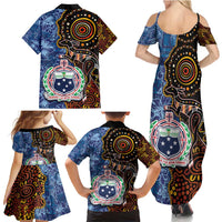 Samoa and Australia Together Family Matching Summer Maxi Dress and Hawaiian Shirt Kangaroo and Tribal Hibiscus Aboriginal Pattern LT03 - Polynesian Pride