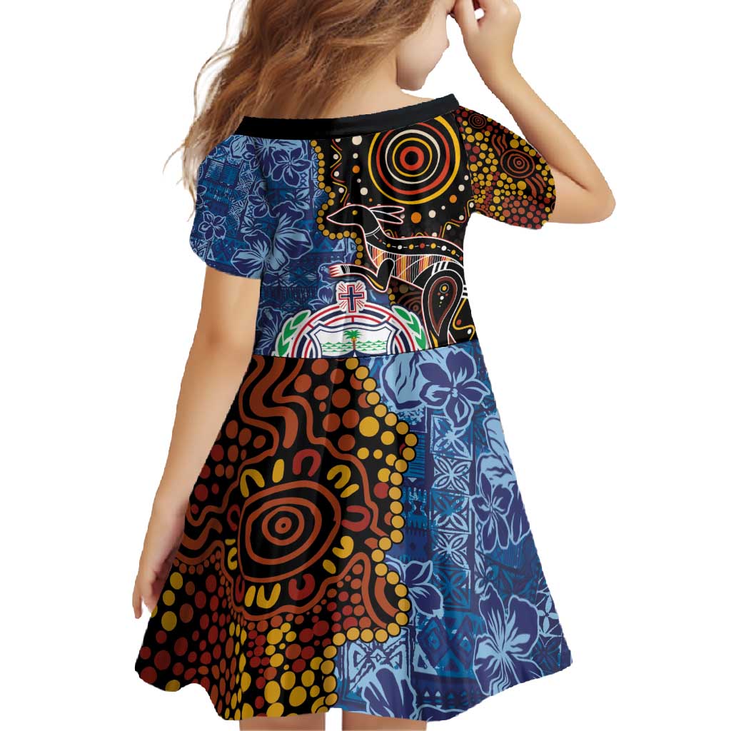 Samoa and Australia Together Family Matching Tank Maxi Dress and Hawaiian Shirt Kangaroo and Tribal Hibiscus Aboriginal Pattern LT03 - Polynesian Pride