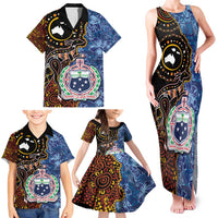 Samoa and Australia Together Family Matching Tank Maxi Dress and Hawaiian Shirt Kangaroo and Tribal Hibiscus Aboriginal Pattern LT03 - Polynesian Pride