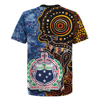 Samoa and Australia Together Rugby Jersey Kangaroo and Tribal Hibiscus Aboriginal Pattern LT03 - Polynesian Pride