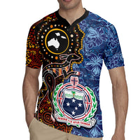 Samoa and Australia Together Rugby Jersey Kangaroo and Tribal Hibiscus Aboriginal Pattern LT03 - Polynesian Pride