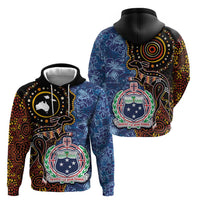 Samoa and Australia Together Zip Hoodie Kangaroo and Tribal Hibiscus Aboriginal Pattern LT03 - Polynesian Pride