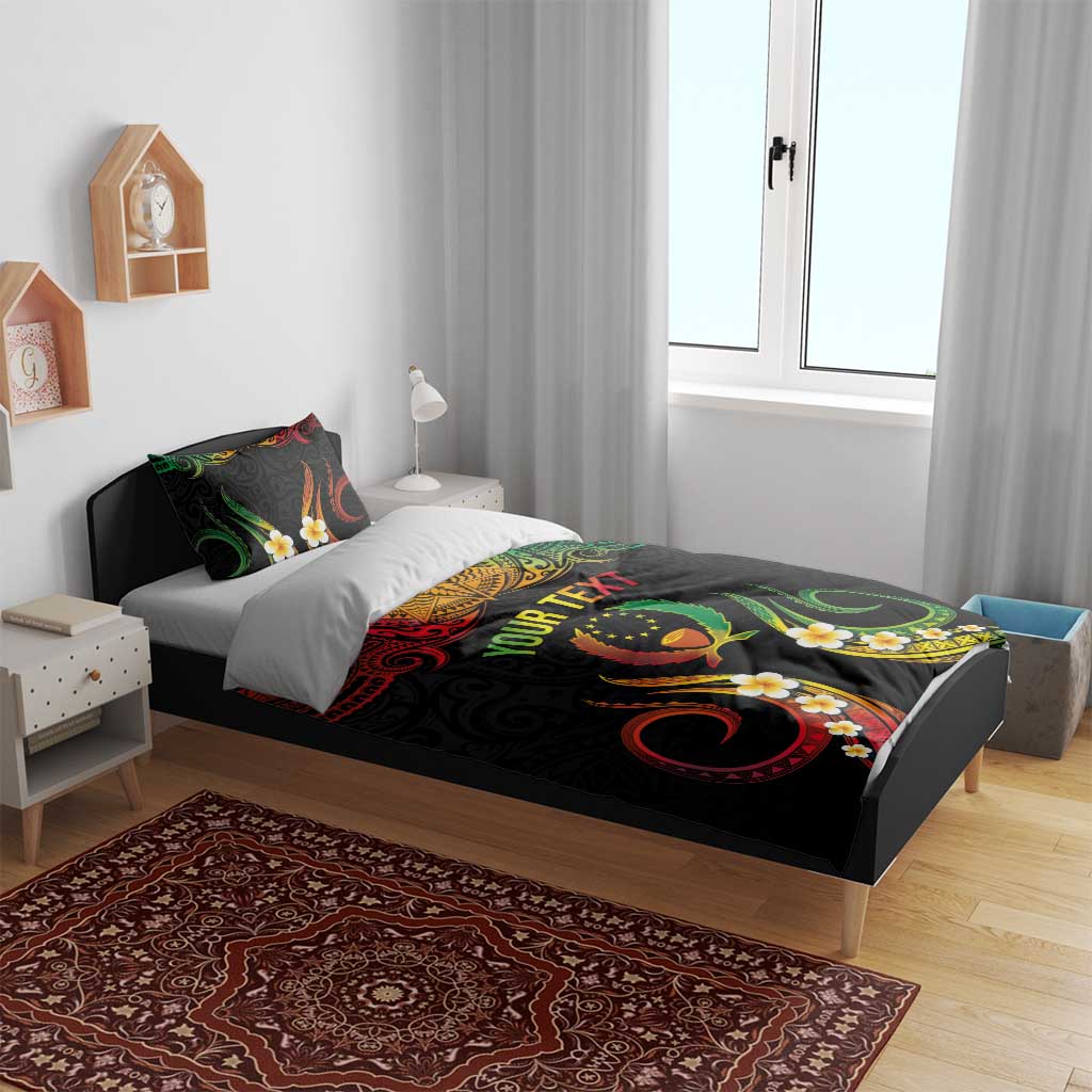 Personalised Pohnpei Independence Day Bedding Set Polynesian Tattoo and Plumeria Reggae Color