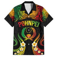 Personalised Pohnpei Independence Day Family Matching Long Sleeve Bodycon Dress and Hawaiian Shirt Polynesian Tattoo and Plumeria Reggae Color LT03 Dad's Shirt - Short Sleeve Reggae - Polynesian Pride