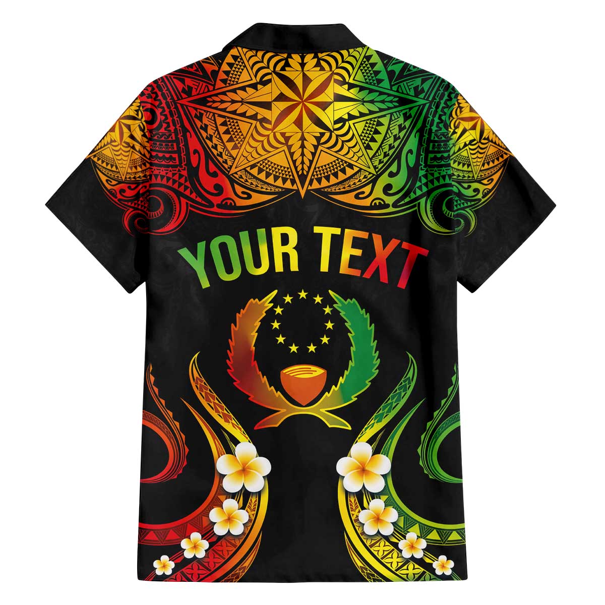 Personalised Pohnpei Independence Day Family Matching Off Shoulder Short Dress and Hawaiian Shirt Polynesian Tattoo and Plumeria Reggae Color LT03 - Polynesian Pride