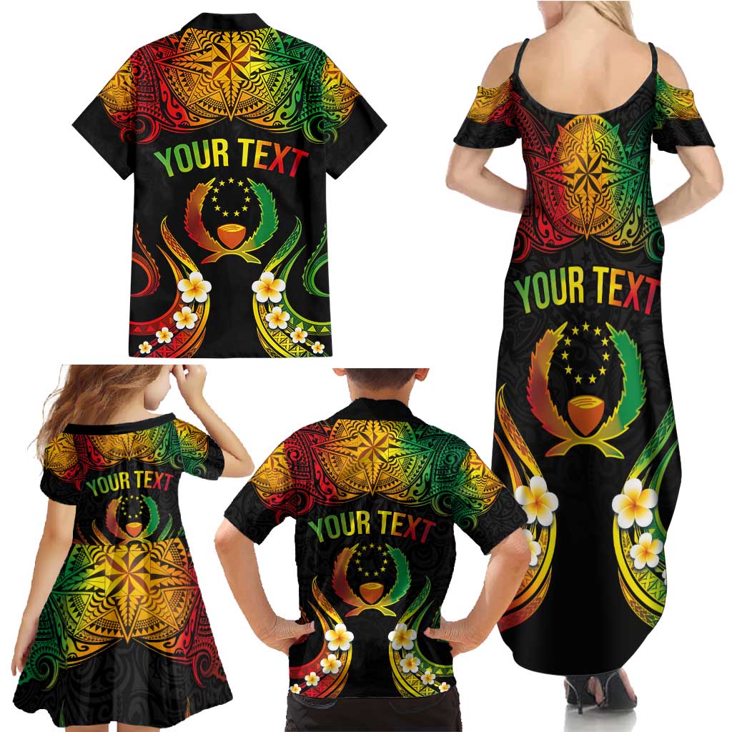 Personalised Pohnpei Independence Day Family Matching Summer Maxi Dress and Hawaiian Shirt Polynesian Tattoo and Plumeria Reggae Color LT03 - Polynesian Pride