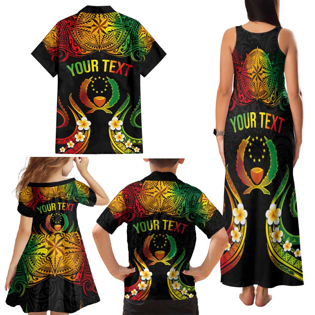 Personalised Pohnpei Independence Day Family Matching Tank Maxi Dress and Hawaiian Shirt Polynesian Tattoo and Plumeria Reggae Color LT03 - Polynesian Pride