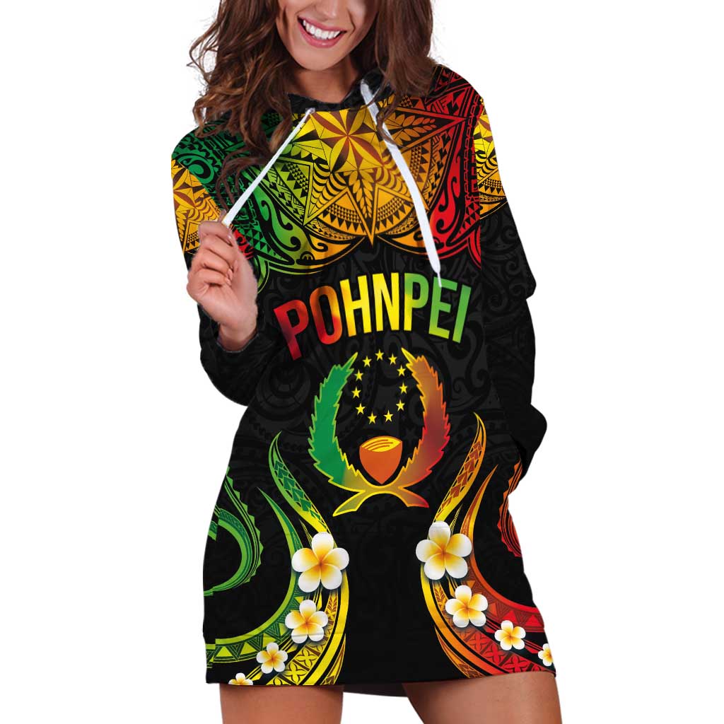 Personalised Pohnpei Independence Day Hoodie Dress Polynesian Tattoo and Plumeria Reggae Color LT03 Reggae - Polynesian Pride