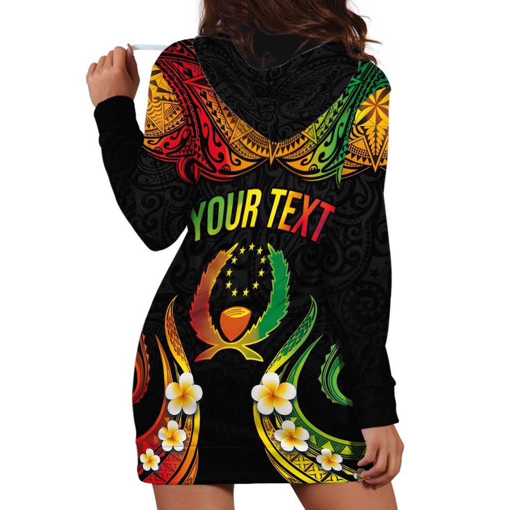 Personalised Pohnpei Independence Day Hoodie Dress Polynesian Tattoo and Plumeria Reggae Color LT03 - Polynesian Pride