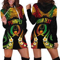 Personalised Pohnpei Independence Day Hoodie Dress Polynesian Tattoo and Plumeria Reggae Color LT03 - Polynesian Pride