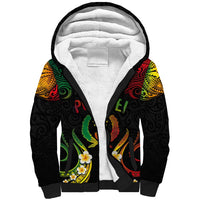 Personalised Pohnpei Independence Day Sherpa Hoodie Polynesian Tattoo and Plumeria Reggae Color LT03 Unisex Reggae - Polynesian Pride