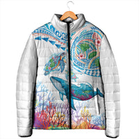 Hawaiian Turtles and Whales Padded Jacket Polynesian Tropical Tattoo Ocean Style LT03 - Polynesian Pride