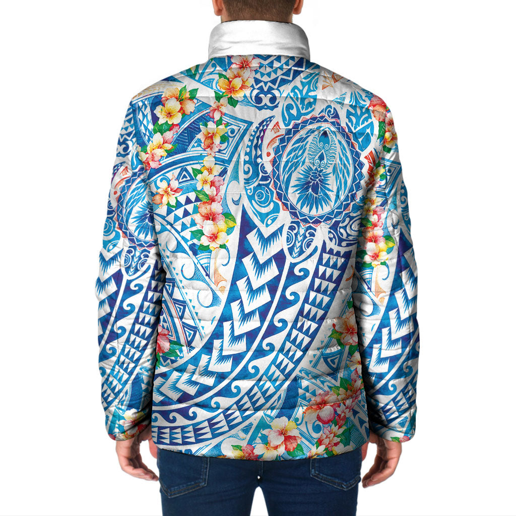 Hawaiian Turtle and Lei Padded Jacket Tribal Kakau and Tropical Plants Human Heart LT03 - Polynesian Pride