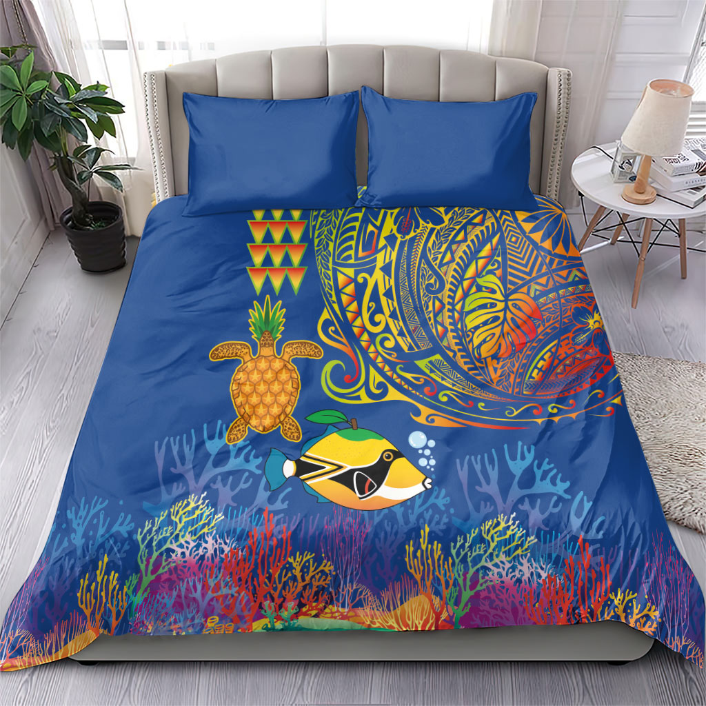 Hawaii Ocean Bedding Set Pineapple Turtle and Mango Reef Triggerfish and Kakau Tattoo LT03 - Polynesian Pride