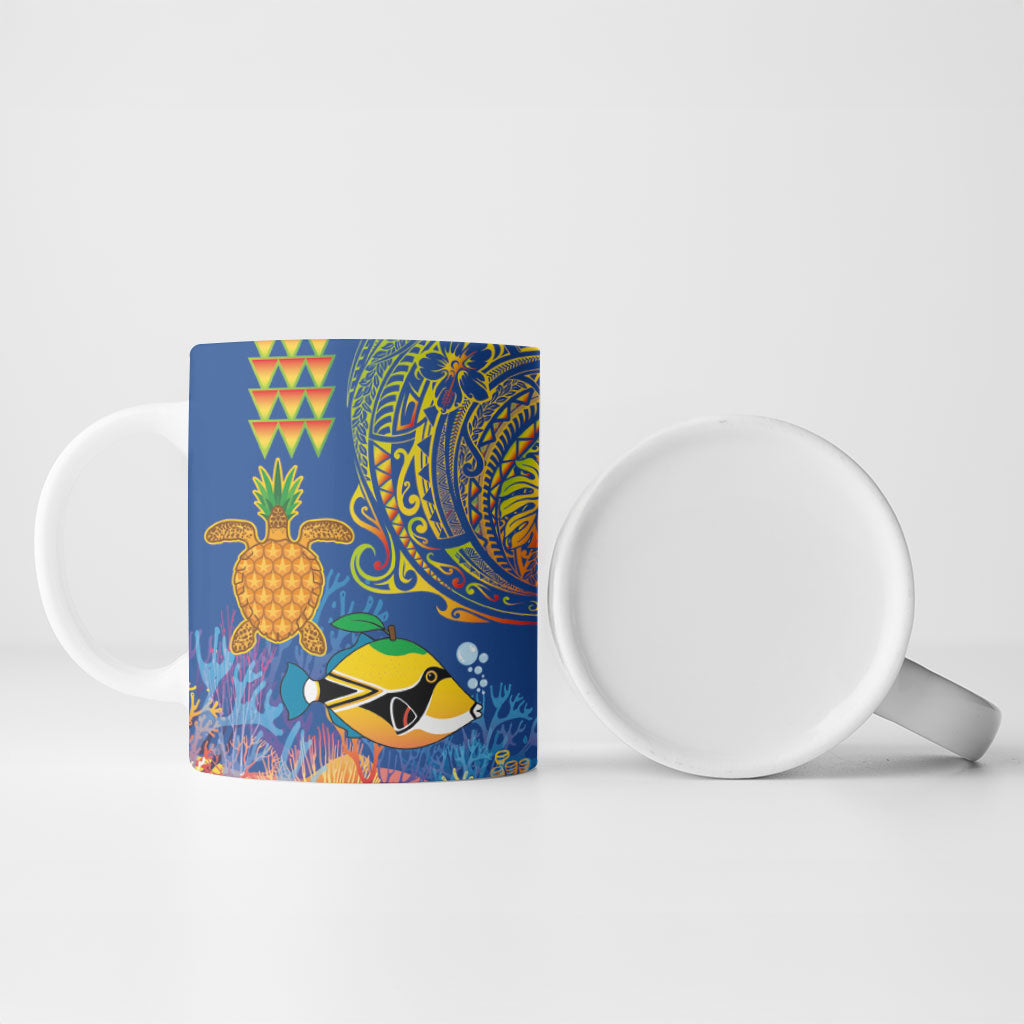 Hawaii Ocean Ceramic Mug Pineapple Turtle and Mango Reef Triggerfish and Kakau Tattoo LT03 - Polynesian Pride