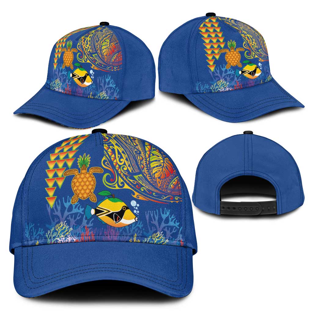 Hawaii Ocean Classic Cap Pineapple Turtle and Mango Reef Triggerfish and Kakau Tattoo LT03 - Polynesian Pride