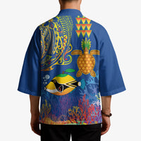 Hawaii Ocean Kimono Pineapple Turtle and Mango Reef Triggerfish and Kakau Tattoo LT03 - Polynesian Pride