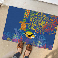 Hawaii Ocean Rubber Doormat Pineapple Turtle and Mango Reef Triggerfish and Kakau Tattoo LT03 - Polynesian Pride