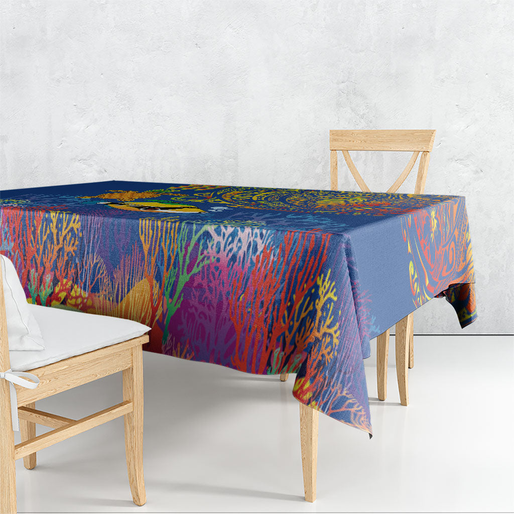 Hawaii Ocean Tablecloth Pineapple Turtle and Mango Reef Triggerfish and Kakau Tattoo LT03 - Polynesian Pride