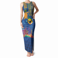 Hawaii Ocean Tank Maxi Dress Pineapple Turtle and Mango Reef Triggerfish and Kakau Tattoo