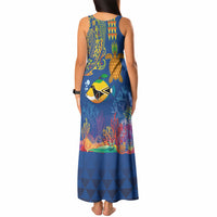 Hawaii Ocean Tank Maxi Dress Pineapple Turtle and Mango Reef Triggerfish and Kakau Tattoo
