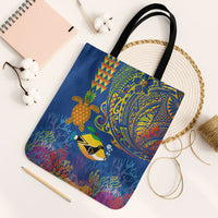 Hawaii Ocean Tote Bag Pineapple Turtle and Mango Reef Triggerfish and Kakau Tattoo LT03 Black Strap One Size Multicolor - Polynesian Pride