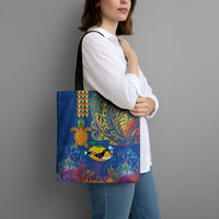 Hawaii Ocean Tote Bag Pineapple Turtle and Mango Reef Triggerfish and Kakau Tattoo LT03 - Polynesian Pride