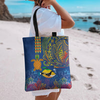Hawaii Ocean Tote Bag Pineapple Turtle and Mango Reef Triggerfish and Kakau Tattoo LT03 - Polynesian Pride