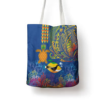 Hawaii Ocean Tote Bag Pineapple Turtle and Mango Reef Triggerfish and Kakau Tattoo LT03 - Polynesian Pride