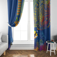 Hawaii Ocean Window Curtain Pineapple Turtle and Mango Reef Triggerfish and Kakau Tattoo LT03 - Polynesian Pride