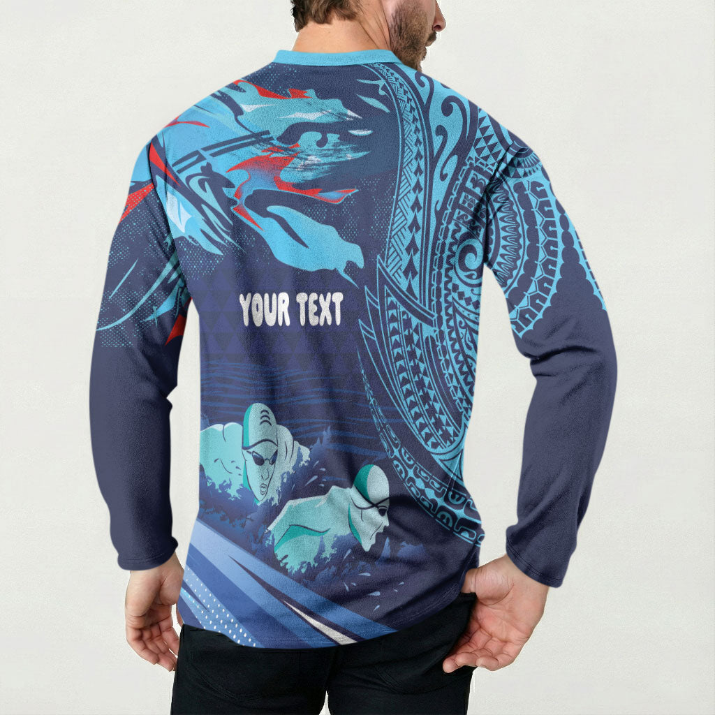 Personalized Hawaii Swimming Button Sweatshirt Tribal Sporty Style LT03 - Polynesian Pride