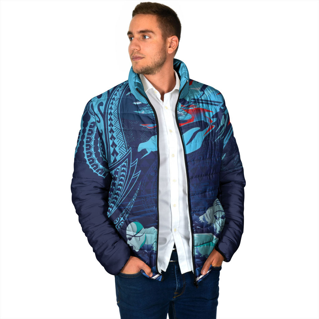 Personalized Hawaii Swimming Padded Jacket Tribal Sporty Style LT03 - Polynesian Pride