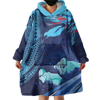 Personalized Hawaii Swimming Wearable Blanket Hoodie Tribal Sporty Style LT03 - Polynesian Pride