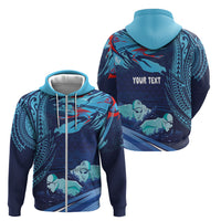 Personalized Hawaii Swimming Zip Hoodie Tribal Sporty Style LT03 - Polynesian Pride