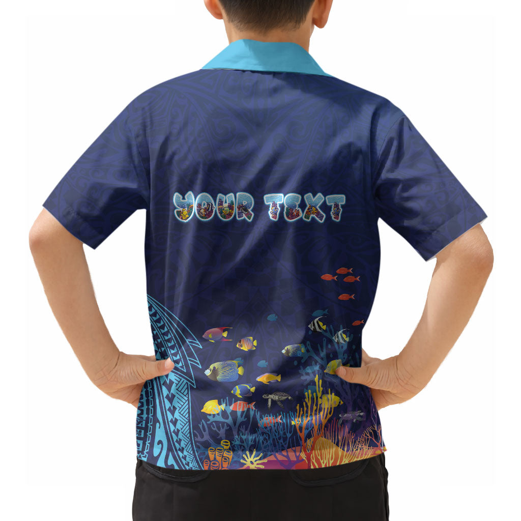 Personalized Hawaii Diving Hawaiian Shirt Tribal Pattern with Ocean Floor LT03 - Polynesian Pride